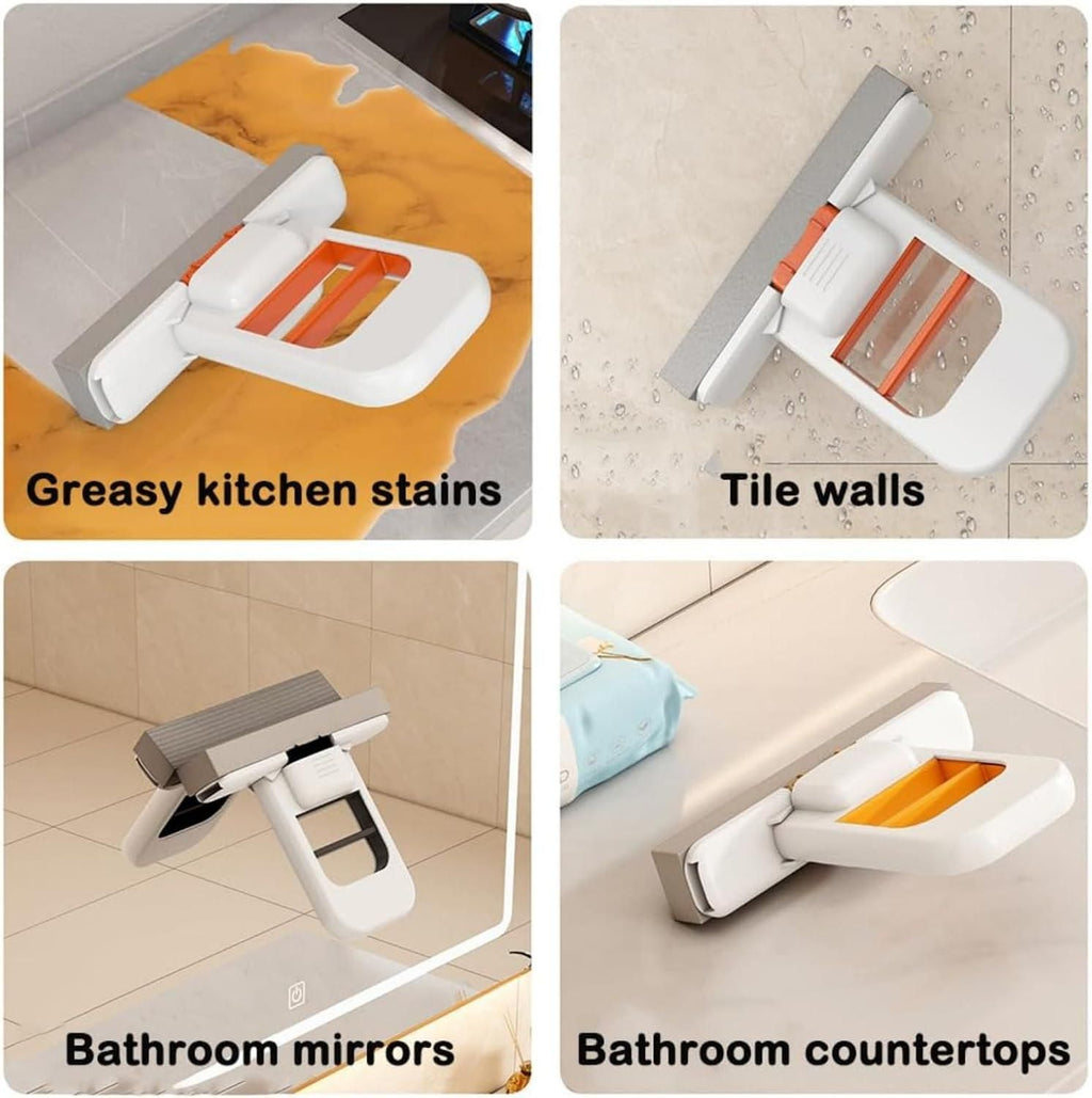 Mini Foldable Desktop Mop – Self-Squeeze PVA Sponge Head for Wet & Dry Cleaning – Portable Handheld Cleaner for Kitchen, Bathroom, Glass, Windows, Cars & Small Spaces – Includes 2 Gap Brushes