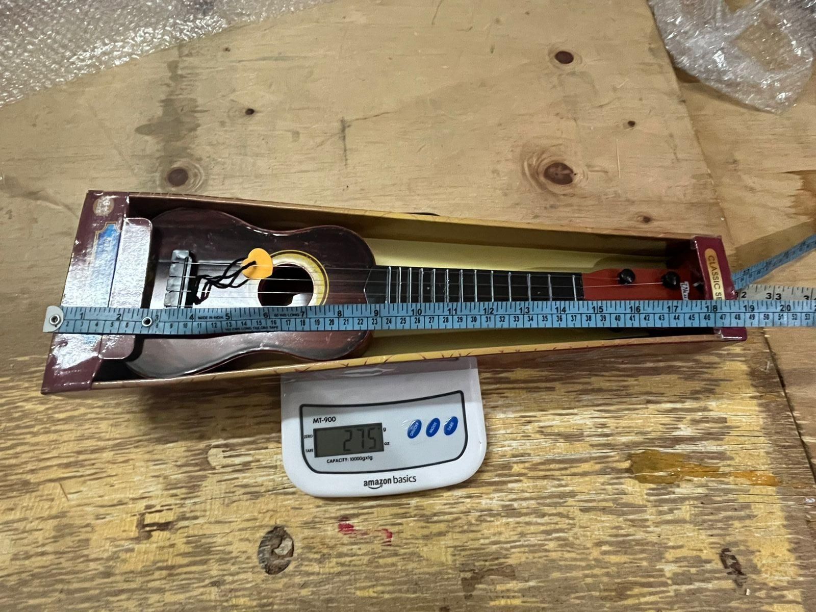 Mini Wooden Finish Plastic Guitar Music Instrument with 4 strings Clear sound