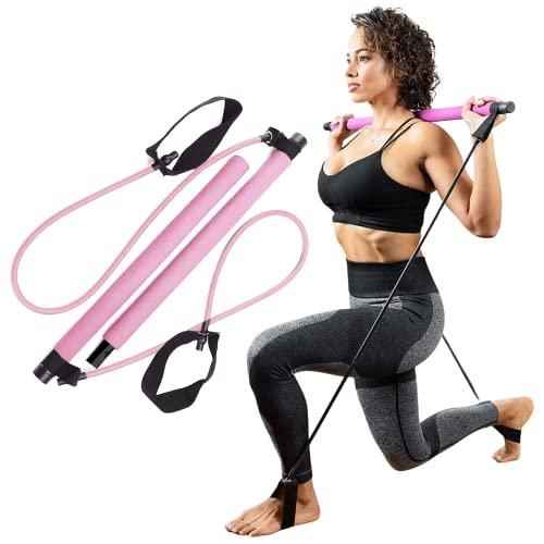 Serenily Pilates Bar Yoga Stick - Pilates bar kit for Home Gym with Pilates Resistance Bands - At Home Workout Equipment for Women Kit - Pilates Stick Fitness Bar for Pilates Exercise and Body Workou
