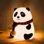 Panda Night Light for Kids - Soft Silicone Rechargeable Lamp with Tap Control, Multi-Color Modes, and Non-Slip Base - Perfect for Bedside, Baby Rooms, and Gifting