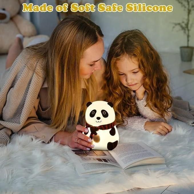 Panda Night Light for Kids - Soft Silicone Rechargeable Lamp with Tap Control, Multi-Color Modes, and Non-Slip Base - Perfect for Bedside, Baby Rooms, and Gifting