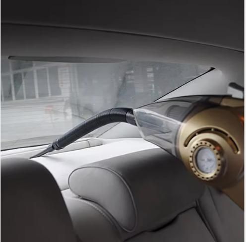 Handheld Vacuum Cleaner for Car, 12V DC Car Port Power, 6300Pa Suction, 5M Long Cord, LED Light, Suction Nozzle, Brush, Long Hose, Portable Car Cleaning Tool, Black