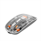 Transparent Wireless and Bluetooth Rechargeable Mouse, USB Receiver,LED Battery Magic Silm for