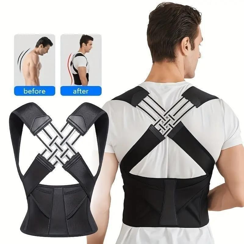 Neoprene X-Cross Posture Corrector Belt Universal Size Shoulder & Back Support Belt | Back Straightener Brace For Spine & Body Posture Correction | Clavicle Support For Unisex | Universal Size