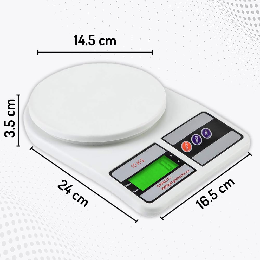 10Kg Kitchen Weight Machine, Digital Scale with LCD Display, Scale for Home Baking, Cooking & Balance Diet. Machine with capacity 10Kg, SF400/A121,Color May Vary