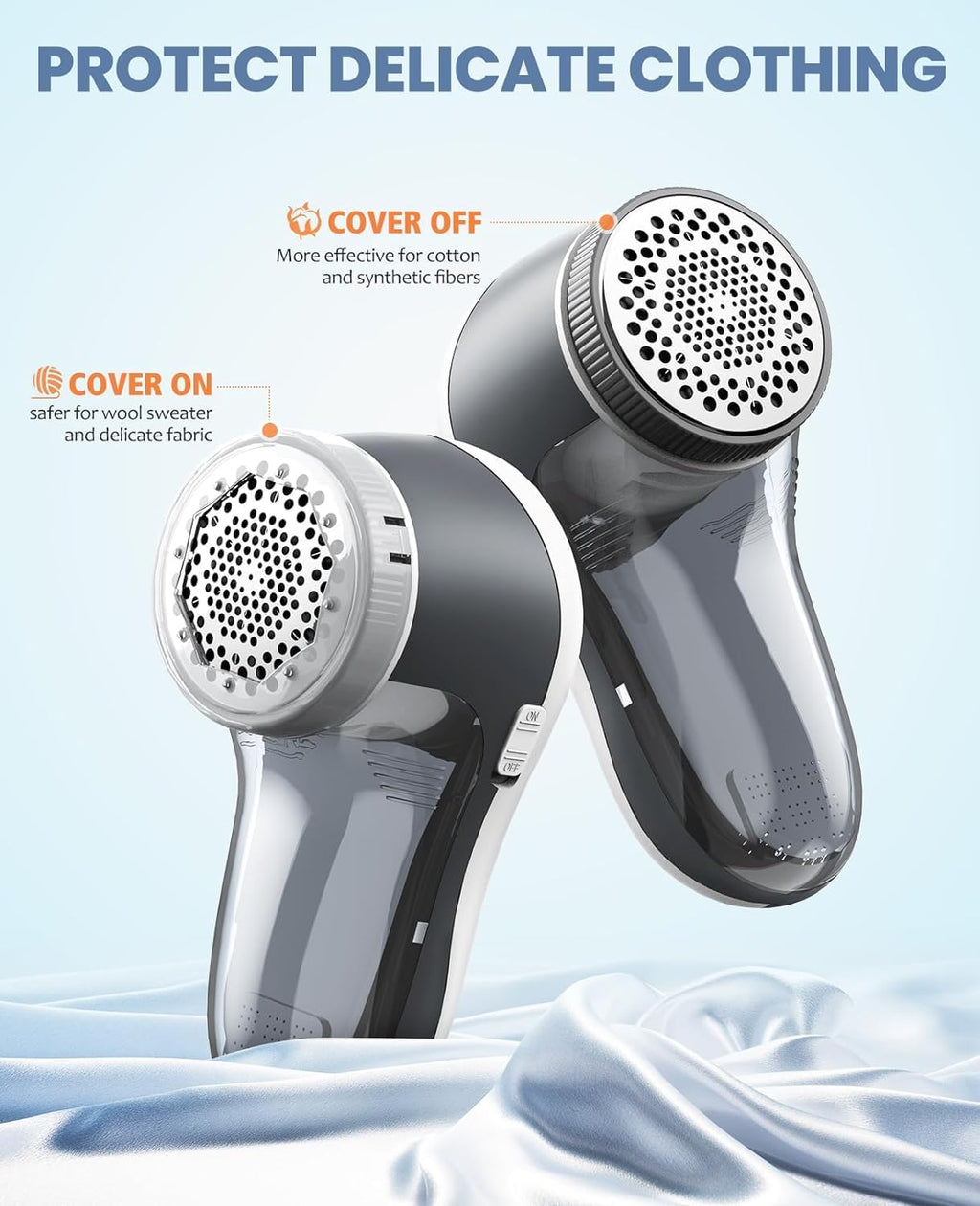 TEKCOOL Fabric Shaver, Lint Remover for Clothes, Electric Lint Shaver with 6-Leaf Blades, Sweater Shavers to Remove Pilling for Clothing, Couch, Furniture, Fuzz, Lint Ball, Pillings, USB Rechargeable